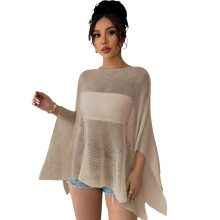 Trendy Off Shoulder Beach Cover Up Shawl Breathable-Apricot S