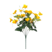 Fleur d'hibiscus artificielle avec 7 fleurs, matières-Jaune