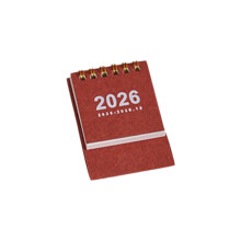 2026 Desk Calendar Twin-Coil Binding 18 Month Paper-Red