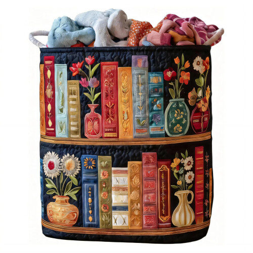Floral Quilted Laundry Basket With Soft Padding For Clothes-E