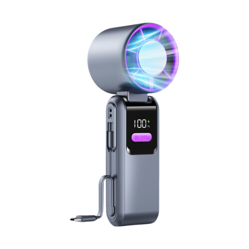 Ventilateur portatif pliable, Rechargeable par USB, avec-Gris