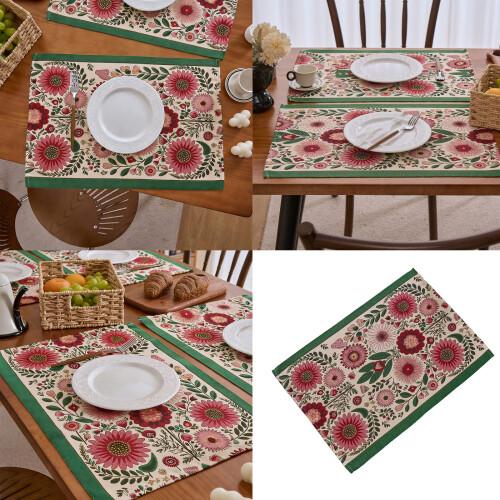 Multipurpose Placemat Florals Pattern-pack of four pink flowers 2