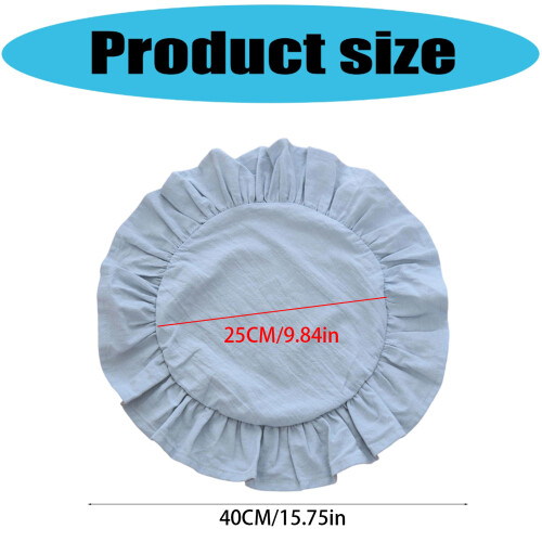 Cotton Polyester Blend Round Ruffled Placemat- Sky Blue 1