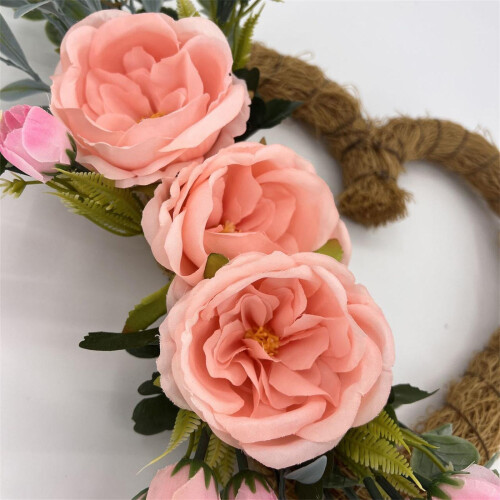 Heart Shaped Artificial Wreath Valentine's Decoration-White 1