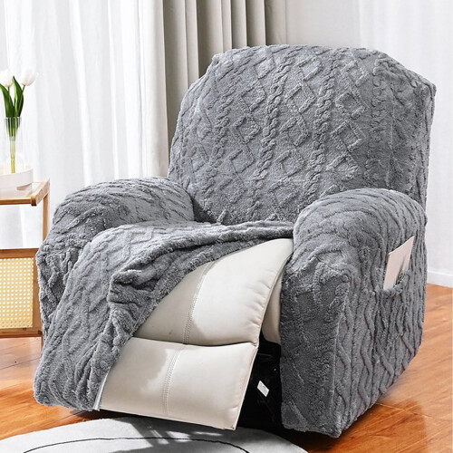 Elastic Recliner Chair Cover – Light Grey, 1 Pc 2