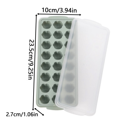 Bac à glaçons en silicone en forme de cœur avec couvercle, vert 1