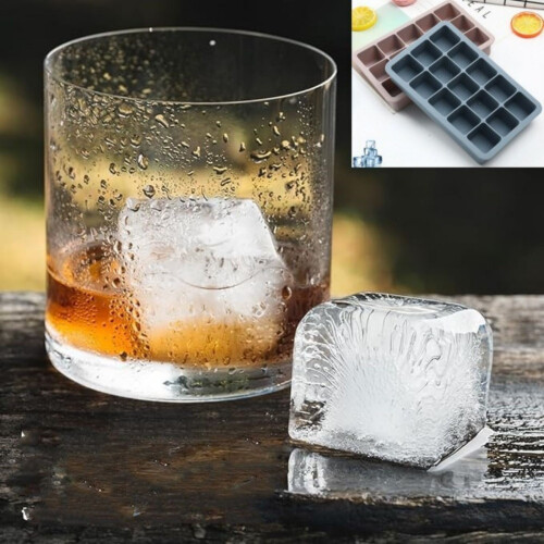 15-Cell Silicone Ice Cube Tray for Whiskey, Cocktails & Wine – Reusable, Easy Release, Stackable 1