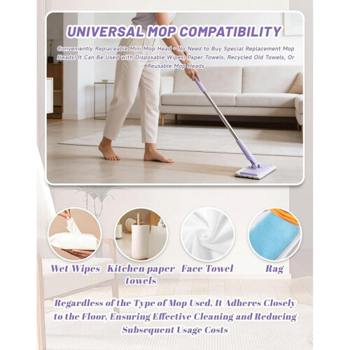Snap-Grip Mini Mop Wit 70 cm met 6 herbruikbare doeken 2