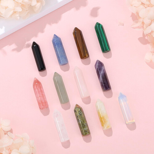 Conjunto de Pedras de Cristal Natural – Coração Lua Ponta Única 1