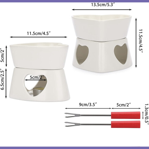 Heart-shaped mini fondue pot 320 ml white 1 pc 2