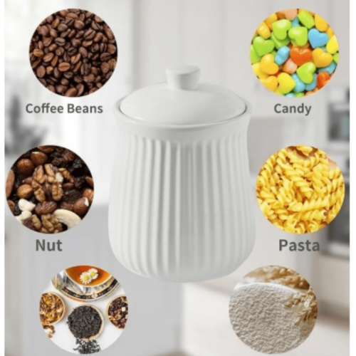88 oz Airtight Ceramic Food Storage Jar – White 2