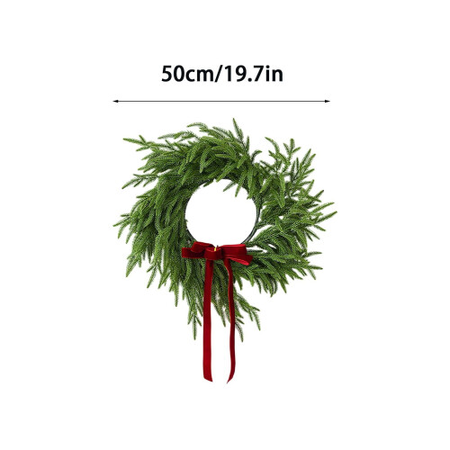 Heart-Shaped Christmas Wreath with Red Ribbon Bow 1