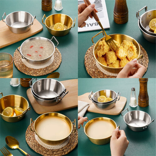Set mit 4 Edelstahlschalen mit Doppelohren 1