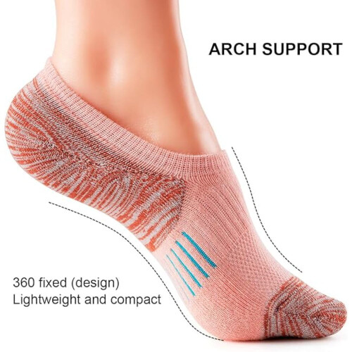 Meias femininas invisíveis acolchoadas com antiderrapante (5 pares) 1