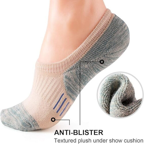 Meias femininas invisíveis acolchoadas com antiderrapante (5 pares) 2