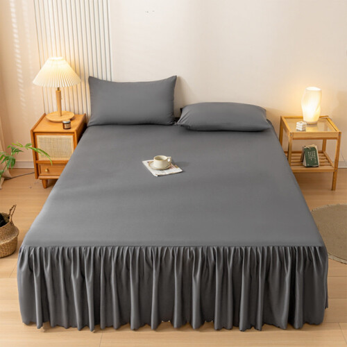 Queen Solid Color Bed Sheet 80"x60", 18" Drop, Non-Slip Elastic Hem, Wrinkle-Resistant Polyester – Underbed Storage Cover 1