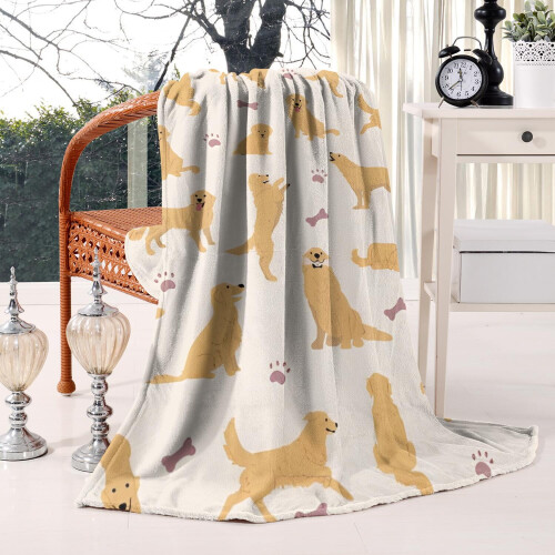 Κουβέρτα από μαλλί Golden Retriever Bones & Paws Lamb 60x80 1