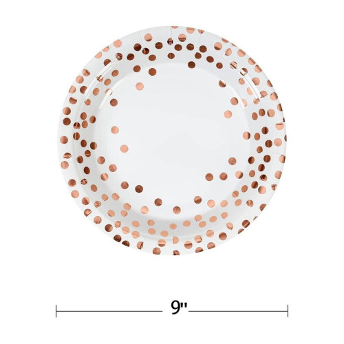 Hvite roségull prikkete engangsservietter (10 stk) 2