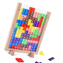 Puzzle educativo con tablero de rompecabezas de madera transparente en 3D y colorido