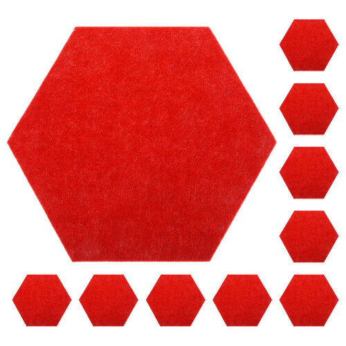 50Pièces Décor Mural Hexagonal En Feutre Rouge Anti-Usure Polyvalent