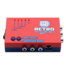 For RetroScaler2x AV to HD Converter -Doubler for Retro Game Consoles PS2 N64 NES Dreamcast Saturn MD1 MD2,Red
