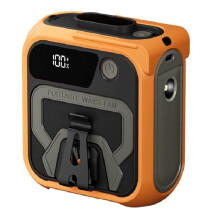 10000mAh Wearable Fan Waist Fan 5 Speed USB Rechargeable Waist Clip Fan Emergency Mobile Power for Outdoor Orange