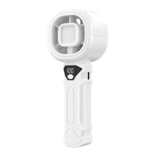 Portable Handheld Fan,Personal Fan with Digital Display,3 Wind Speeds,3000mAh Battery USB Rechargeable White