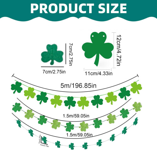 St. Patricks dag kløverbannergirlande 5m 2