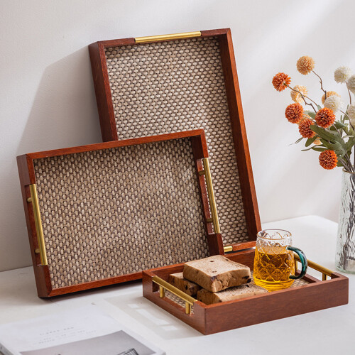 Wooden Serving Tray With Ergonomic Handle Ideal For-bamb  large 1