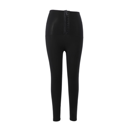 Women’s Sauna Sweat Pants High Waist Compression PU Leather M 2