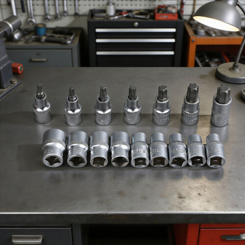 16Pcs Ratchet Wrench Socket Set 1/2" Drive Screwdriver Bit 1