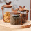 Decorative Stripe Sealed Glass Container and Spoon High-600ml 3