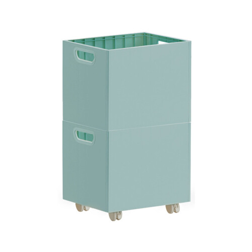 Contemporary Stackable Rolling Plastic Bin  Movable-Blue