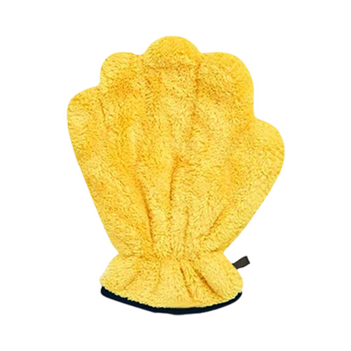 Fleece Pet Grooming Gloves Multifunctional Bath-Yellow 1pcs