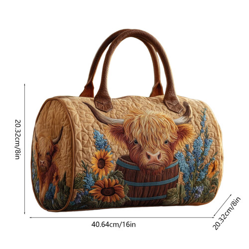 Highland Cattle Quilted Travel Duffel Bag 1