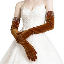 Elegant Velvet Long Gloves Decors Ideal for Evening Wear-Brown