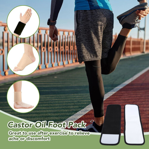 Organic Castor Oil Foot Pack Reusable Wraps, Black, 1 Pair 2