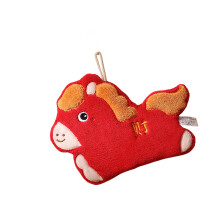 Corals Fleece Hand Towel With Horse Designs Good Fortunes-Red