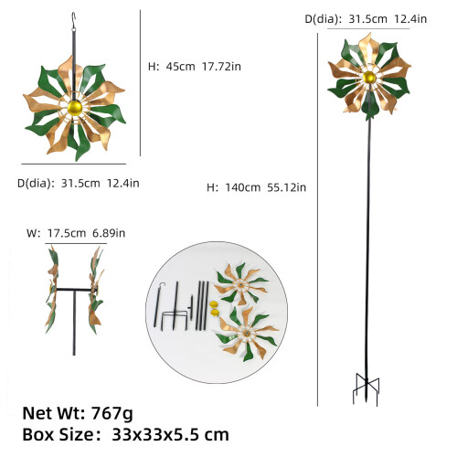 Garden and Patios Decorative Wind Spinner with Iron Flower 2