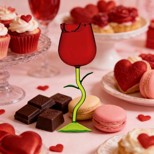 Ensemble de 2 verres à vin en forme de rose 2