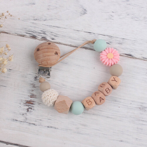 Flower Pacifier Clip Silicone Bead Holder 1 Pack 2