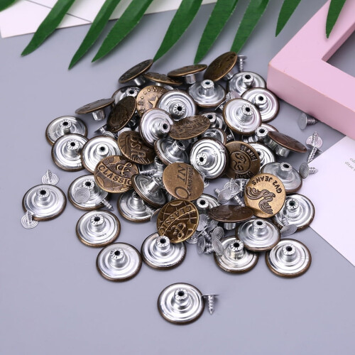 Metal No-Sew Replacement Buttons for Jeans 20mm 50 pcs 1
