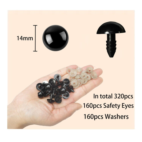 Occhielli di sicurezza e rondelle da 14 mm – 160 paia, neri 1