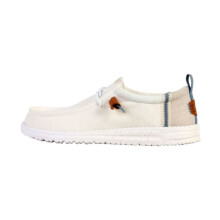 Mocassim com Cadarço Hey Dude Wally Craft Linen - Branco-Cinza Stone