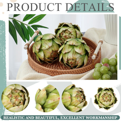 Artificial Green Artichokes Decor Set – 6 pcs 2