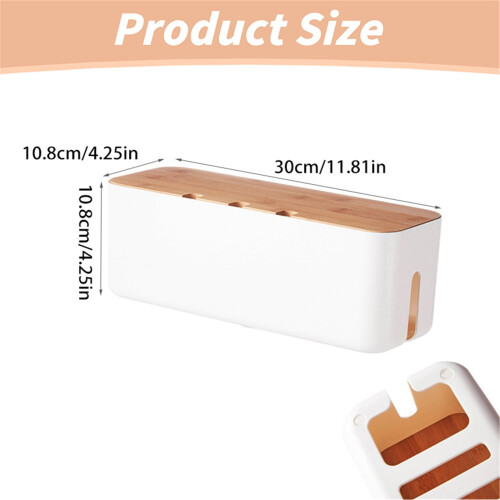 Cable Organizer Box with Wood Lid Plastic 1 Pack 2