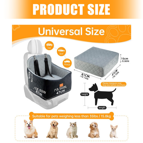 High Density Memory Foams Pet Car Seat Waterproofed Design-Gray 2