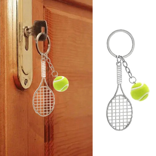 10 Stück Tennisschläger-Schlüsselanhänger mit 1