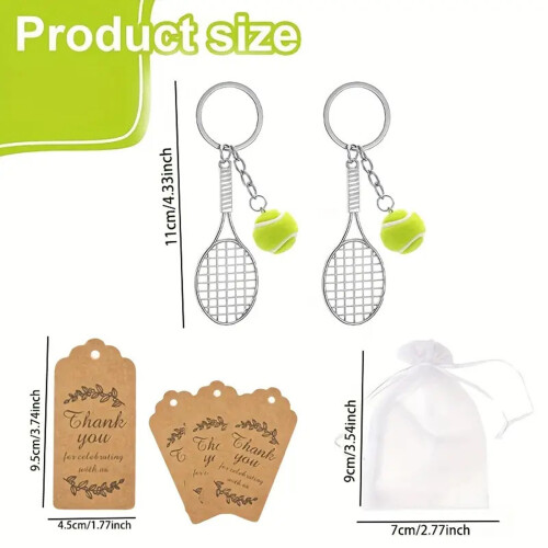 10 Stück Tennisschläger-Schlüsselanhänger mit 2