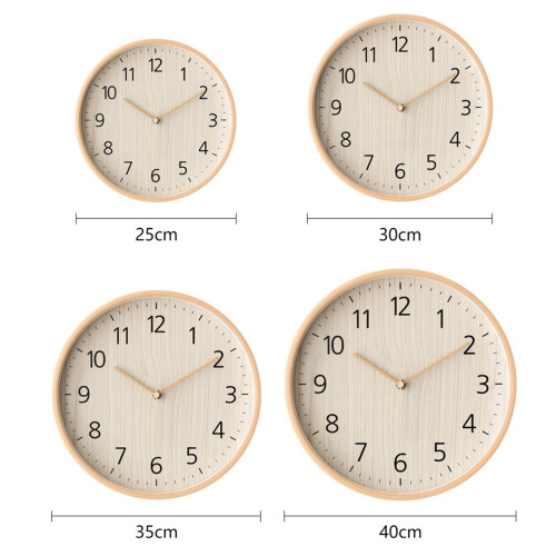Rustic Wooden Wall Clock, Silent, Round, 25-40cm 1
